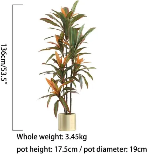 Miniatura 2 de Árbol artificial artificial en maceta, plantas artificiales de hierro con borde rojo, árbol de vegetación a gran escala, árboles falsos para muebles