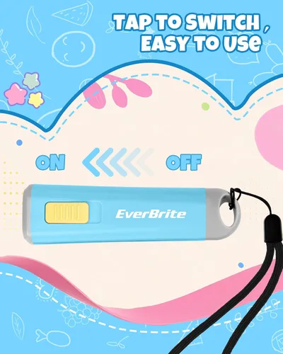Miniatura 9 de EverBrite Linterna pequeña, mini linterna LED, uso de antorcha de plástico para emergencias, camping, al aire libre con cordón 3AAA batería Azul