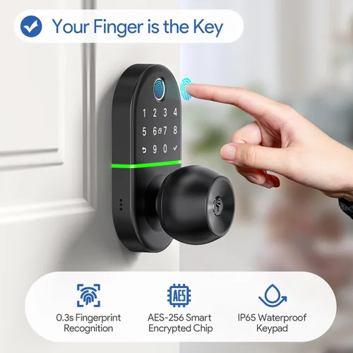 Miniatura 4 de Pomo de entrada sin llave para puerta delantera: cerradura digital NICE DIGI Keypad, cerradura biométrica con huella digital, fácil instalación