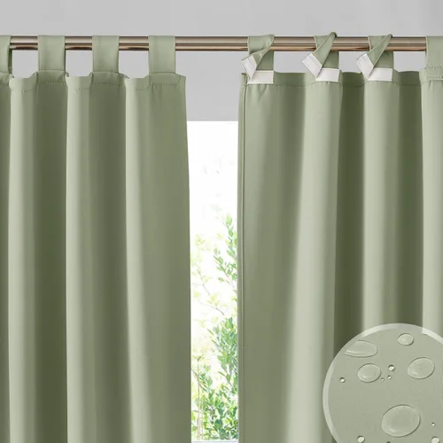 Miniatura 32 de RYB HOME Cortinas para Exteriores para Patio - 2 Paneles Cortinas para Exteriores Desmontables con Parte Superior Adhesiva Impermeables Opacas