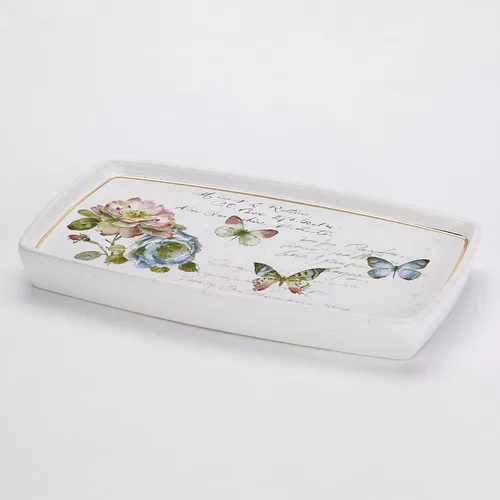 Avanti Linens - Bandeja de tocador, organizador de encimera, decoración decorativa para el hogar (colección Butterfly Garden)