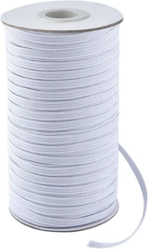 Coopay Bandas elásticas planas de 180 yardas de largo, 1/8 pulgadas de ancho, cuerda elástica plana de punto para coser proyectos de bricolaje,