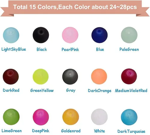 Miniatura 2 de Kissity - Cuentas de cristal de imitación de jade de 0.315 pulgadas, pintadas y horneadas, cuentas para fabricarse joyas, 15 colores esmerilados