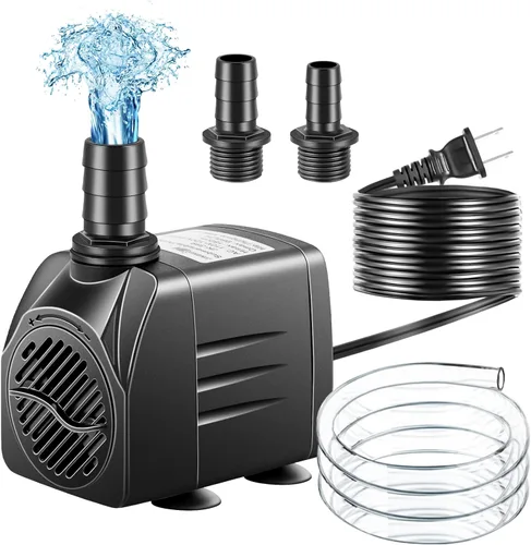 Bomba sumergible, bomba de fuente pequeña con tubo, bomba de agua sumergible para acuario, pecera, interior o exterior, fuente de estanque 25W 400gph