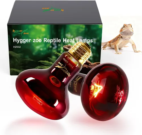 Bombillas de calor para reptiles, paquete de 2 lámparas de calor infrarrojo de 75 W, bombilla de luz roja, bombilla de terrario, luz nocturna para