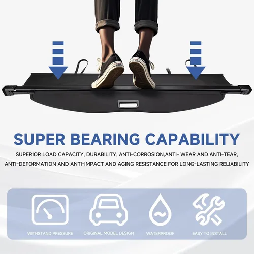 Miniatura 3 de FARBIN Cubierta de carga para maletero para Toyota Highlander 2015 2016 2017 2018 2019 2020 2021, cubierta retráctil para maletero impermeable