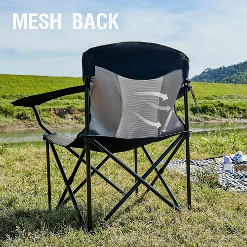 Miniatura 6 de PORTAL Silla plegable grande y alta de gran tamaño, portátil, resistente, plegable, XXL, para acampar al aire libre o adultos, soporta hasta 600
