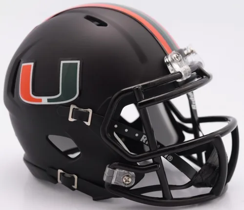 Riddell NCAA Miami Hurricanes Casco Mini SpeedHelmet réplica Mini Speed Style Miami Nights diseño, colores del equipo, talla única