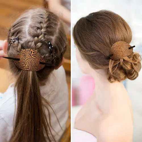 Miniatura 6 de Pinza para el cabello, 5 piezas de pelo sintético con pasador, forma ovalada, soportes para cola de caballo, accesorios para el cabello para mujeres