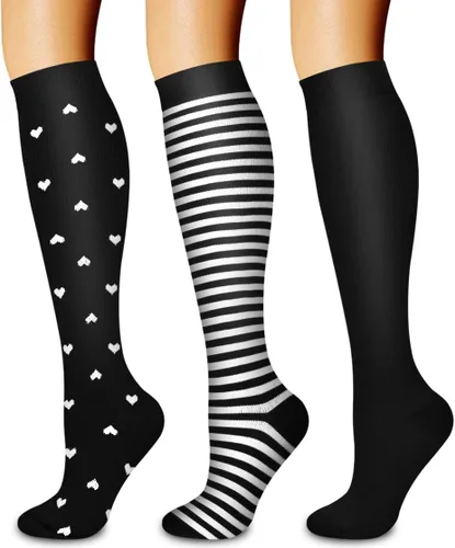 Miniatura 40 de Paquete de 3 pares de calcetines de compresión médica para mejorar la circulación de mujeres y hombres, para correr, hacer deporte y amamantar