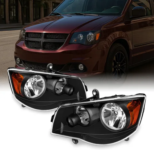 AKKON - Para Chrysler Town & Country 2008-2016 | 11-20 Dodge Grand Caravan Faros delanteros negros faros delanteros izquierdo + derecho