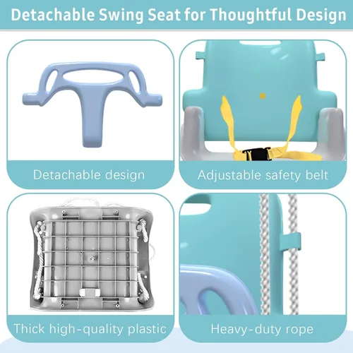 Miniatura 3 de Columpio multifuncional para niños pequeños, columpio plegable para bebé para uso en exteriores e interiores, fácil de instalar y almacenar (azul)