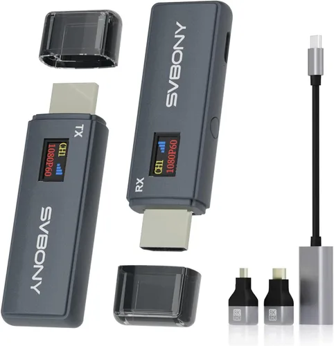 SVBONY Transmisor y receptor HDMI inalámbrico, transmisor de pantalla LED de 5.8G, salida de video Ultra HD de 1080P/60Hz, extensor HDMI inalámbrico