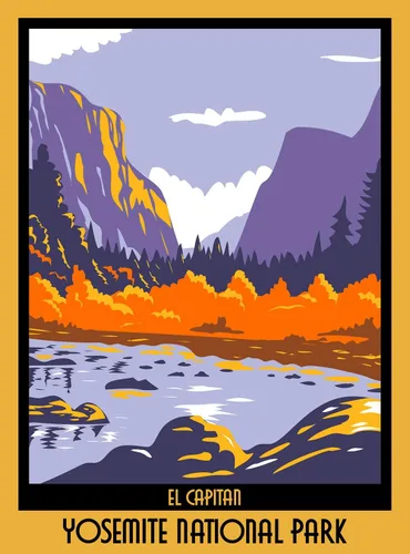 El Capitán en el Parque Nacional Yosemite - Calcomanía artística para automóvil, camiones, computadoras portátiles y refrigeradores (3 x 4 pulgadas)