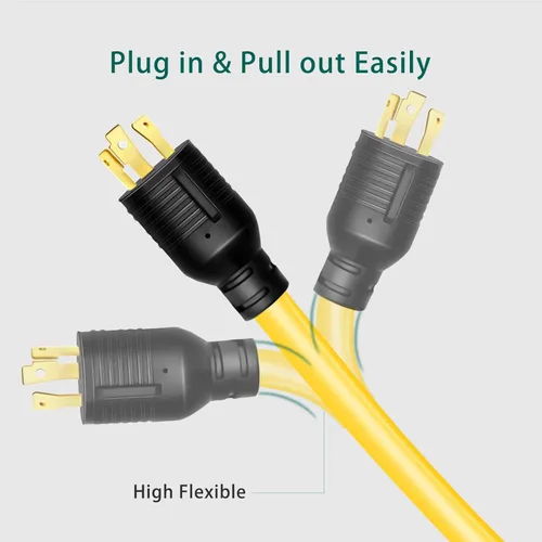 Miniatura 5 de Adaptador generador de 30 amperios a 15/20 amperios - Cable de bloqueo, Nema L5-30P macho a 3X 5-20R hembra, toma de corriente doméstica de 1.5 pies