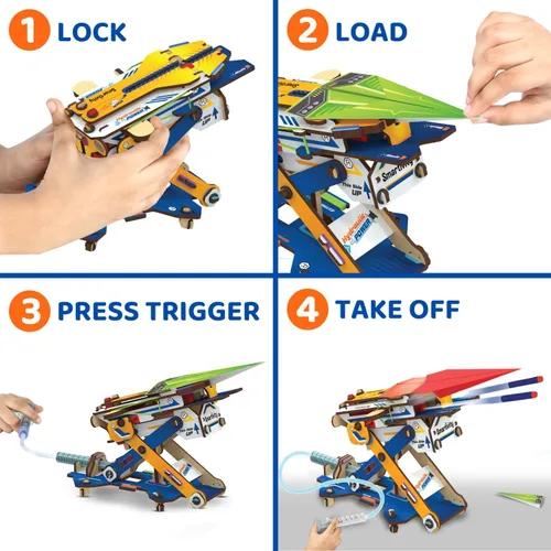 Miniatura 3 de Smartivity DIY 2 en 1 Aviones de papel hidráulicos y lanzadores de dardos STEM juguete para niños de 6 a 14 años Regalos de cumpleaños para niños