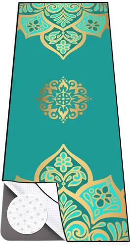 Miniatura 16 de Colorful Star Toalla de yoga con bolsillos en las esquinas, puntos de agarre antideslizantes, absorbentes del sudor, toallas para esterilla de yoga