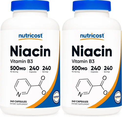 Miniatura 7 de Suplemento Nutricost Niacina de vitamina B3, 0,018 oz, en 240 cápsulas, 1 botella, 1