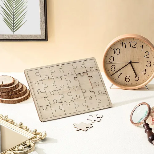 Miniatura 4 de Deekin 30 hojas de rompecabezas de madera sin terminar personalizables, piezas de madera en blanco, cosas de forma libre para pintar, escribir
