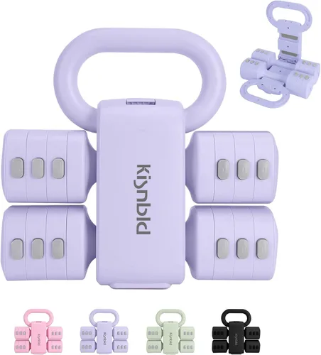 kisnbld Juego de mancuernas ajustables de 2, juego de 4 en 1 de pesas libres para mujeres con ajuste rápido, cada juego de pesas de mano de 2 libras