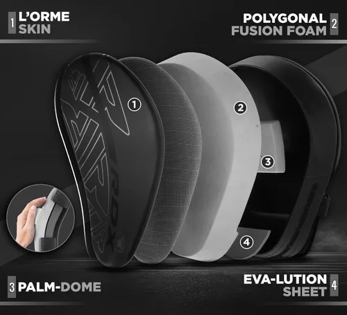 Miniatura 8 de RDX Almohadillas de boxeo Curvadas Focus Mits, Maya Hide Leather Kara Hook and jab Training Pads, correa ajustable ventilada, MMA Muay Thai Rojo