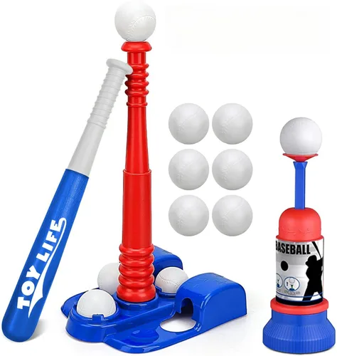 Set de T-Ball de TOY Life para niños pequeños de 1-3 y 3-5 años, juego de bateo con bate ajustables, bat de béisbol - Set de béisbol para niños