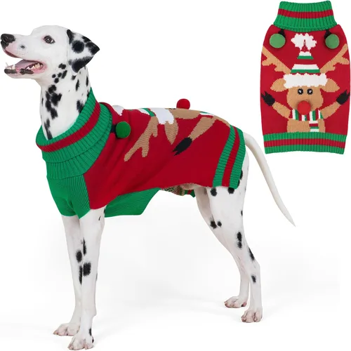 Miniatura 12 de KYEESE Suéter de Navidad para Perro, Suéter Cálido de Cuello de Tortuga para Perros Pequeños Macho y Hembra con Patrón de Copo de Nieve y Reno, Ropa