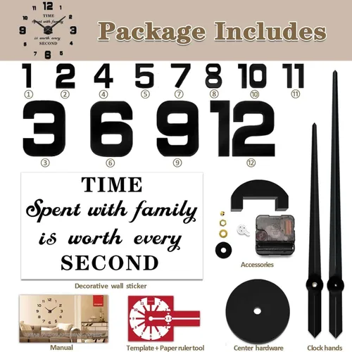 Miniatura 5 de Vangold moderno reloj hágalo usted mismo, sin armazón, grande, para pared, con espejo 3D, adhesivo, grandes relojes para decorar el hogar