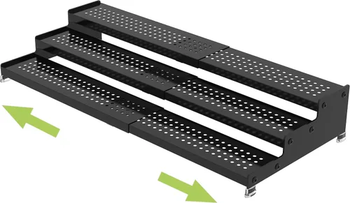 Jojocross Organizador de especias de metal para gabinete, estante de almacenamiento de especias expandible de 3 niveles, ideal para armarios de Negro