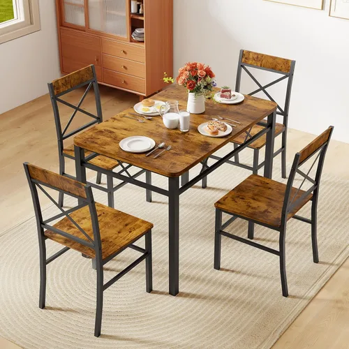 Miniatura 10 de Zevemomo Juego de mesa de comedor de 3 piezas, mesa de comedor para 2, mesa pequeña y sillas, juego de 2, juego de mesa de rincón de desayuno con 2
