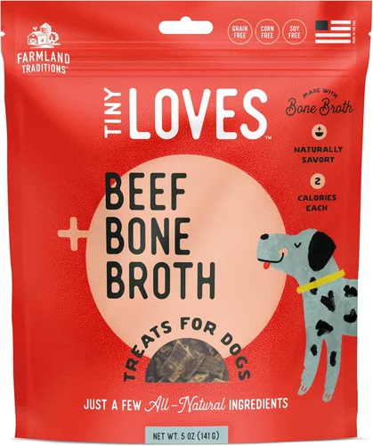 Miniatura 16 de Farmland Traditions Tiny Loves Premios de Entrenamiento de Cecina para Perros con Caldo de Huesos (Carne de Res, 32 oz.)