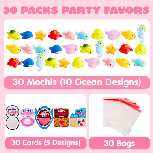 Miniatura 4 de JOYIN Paquete de 30 tarjetas de regalo para el día de San Valentín con juguetes esponjosos Mochi, juguetes antiestrés para aliviar el estrés