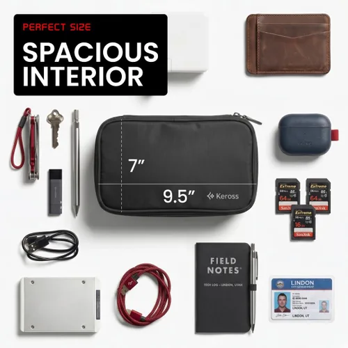 Miniatura 3 de Keross Bolsa organizadora de cables para viajes con divisores extraíbles, estuche organizador de electrónica para cargadores, cables