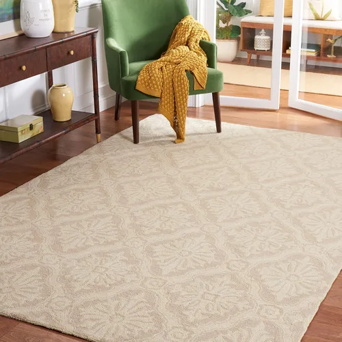Miniatura 8 de SAFAVIEH Easy Care Collection EZC122B - Alfombra decorativa de enrejado con gancho a mano, 2 x 3 pies, color crema