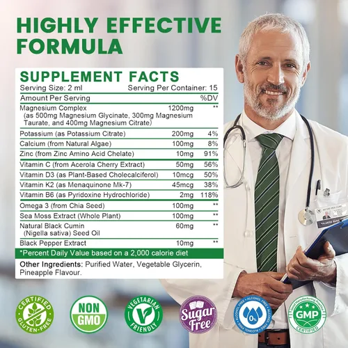 Miniatura 2 de Paquete de 2 suplementos de potasio y magnesio para la salud inmunológica y apoyo muscular, alta absorción, complejo triple de magnesio