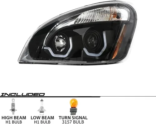Miniatura 2 de EPIC LIGHTING Faros de Halógeno Estilo OE con Bisel Negro y Luz de Marcha LED Blanca, Ensamblaje de Reemplazo para FREIGHTLINER 08-17 CASCADIA