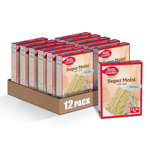 Betty Crocker Favorites Mezcla de pastel de vainilla súper húmeda, 13.25 onzas (paquete de 12)