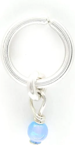 Miniatura 2 de Tiny Belly Button Ring Silver Simple Navel Hoop Handmade Light Blue Opal Piercing Jewelry