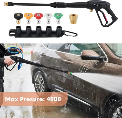 Miniatura 6 de Pistola de lavado a presión con varita de extensión, piezas de lavadora a presión con 5 boquillas de pulverización compatibles con Karcher, Ryobi