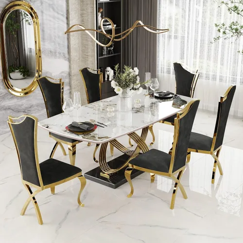 Miniatura 8 de ACEDÉCOR Juego de 2 sillas de comedor de terciopelo, sillas de cocina tapizadas de lujo negras con respaldo alto aerodinámico, modernas y hermosas