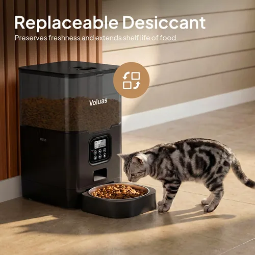 Miniatura 7 de VOLUAS Comederos automáticos para gatos, dispensador de alimentos secos para mascotas con temporizador, comederos automáticos para gatos con bolsa