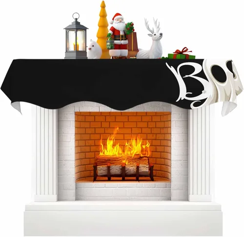 Miniatura 10 de Funda para bufanda de chimenea de eucalipto, girasol, mantel superior, bufanda para Navidad, Halloween, Acción de Gracias, otoño, decoración