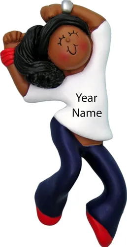 Miniatura 2 de Adorno de Navidad de bailarina 2025 con nombre y año - Regalo personalizado para bailarinas negras, intérpretes infantiles, amantes del hip hop
