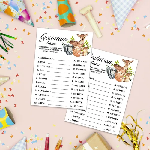 Miniatura 4 de Tarjetas de juego para baby shower, tarjeta de juego de gestación de animales de safari para fiesta de baby shower, divertidas ideas