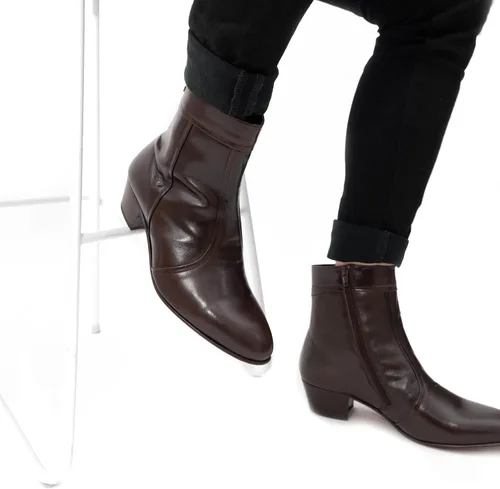 Miniatura 2 de Club Cubano EMMANUEL Botas de tacón cubano de cuero liso para hombre, color marrón