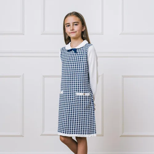 Miniatura 4 de Hope & Henry Vestido Ponte de aspecto francés con lazo para niña