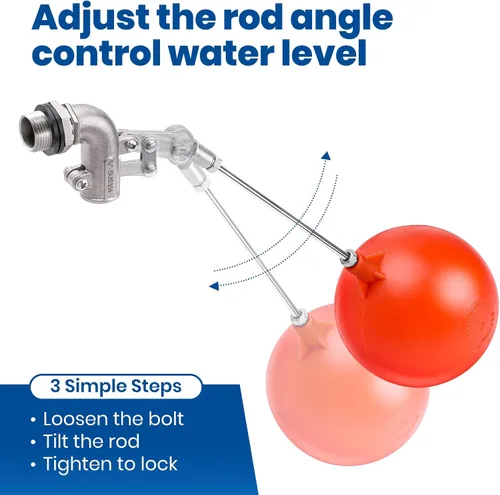 Miniatura 5 de Válvula de flotador de acero inoxidable de 1/2 pulgada – Control de nivel de agua automático de acero inoxidable 304 de servicio pesado, brazo