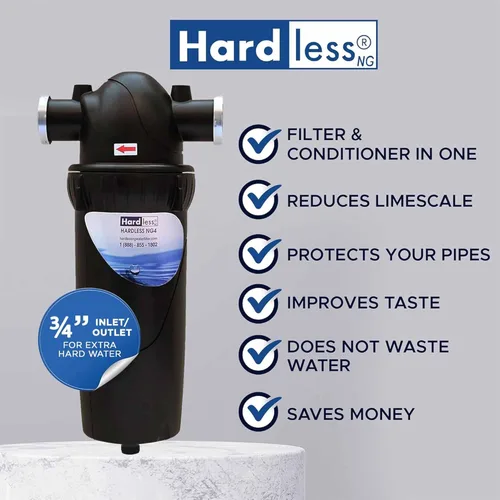 Miniatura 2 de Hardless NG4L Filtro de agua para toda la casa - Dispositivo de ablandamiento sin sal - Reduce la cal, sedimentos y más - Compacto, fácil