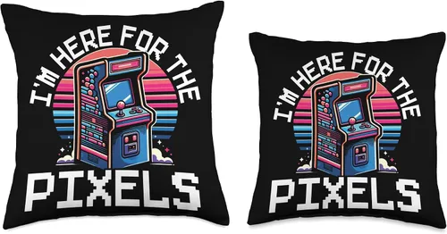 Miniatura 3 de Retro Vintage 80s Arcade Nostalgia Pixel Art Video Games Throw Pillow