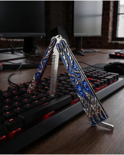 Miniatura 4 de Peine de escritorio con diseño de dragón de mariposa – Estampado de dragón de ojos rojos, peines de metal ligeros, gran diversión para peinar